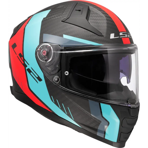 Casco LS2 FF811 Vector ll Carbon Grid Red Matt/Turquoise