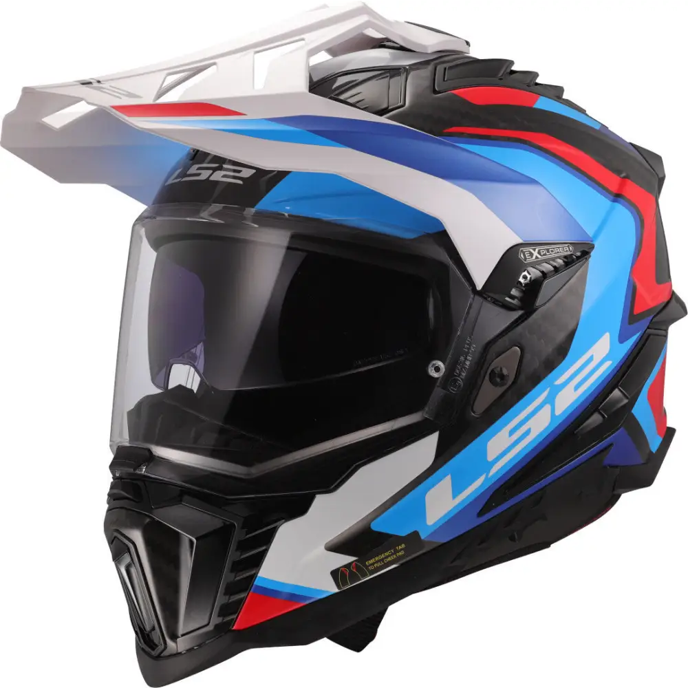 Casco LS2 MX701 Explorer Carbon Frontier II White/Blue/Red