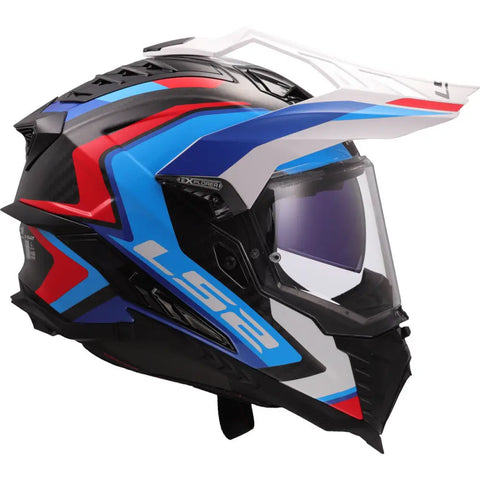 Casco LS2 MX701 Explorer Carbon Frontier II White/Blue/Red