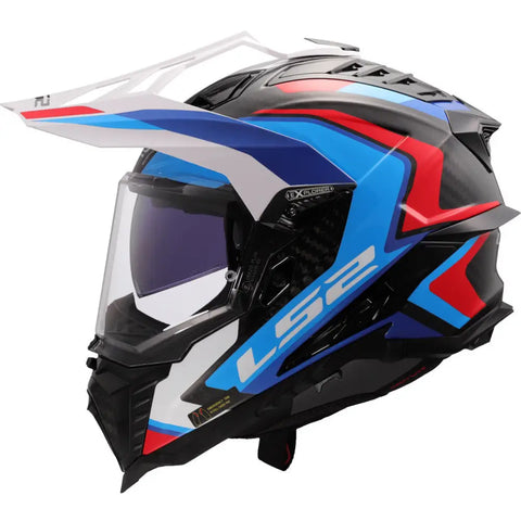 Casco LS2 MX701 Explorer Carbon Frontier II White/Blue/Red