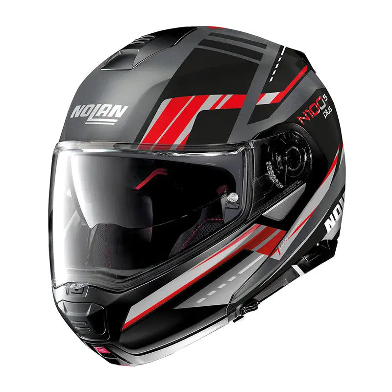 Casco Nolan N100-5 Plus Illuvium N-Com Flat Lava Grey/Red