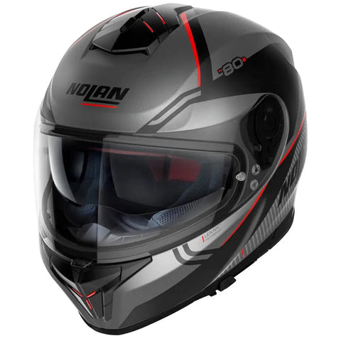 Casco Nolan N80-8 Astute N-COM Flat Lava Gray/Red