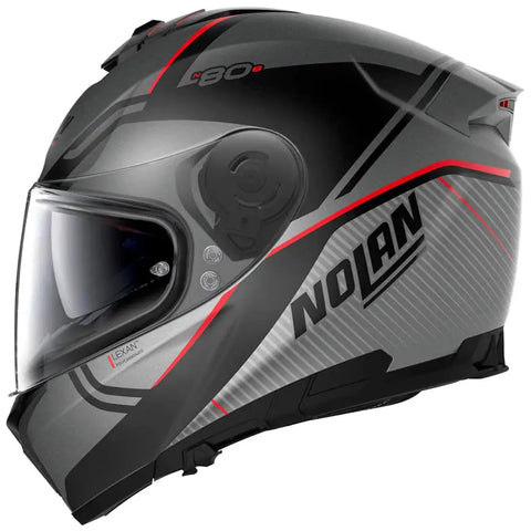 Casco Nolan N80-8 Astute N-COM Flat Lava Gray/Red