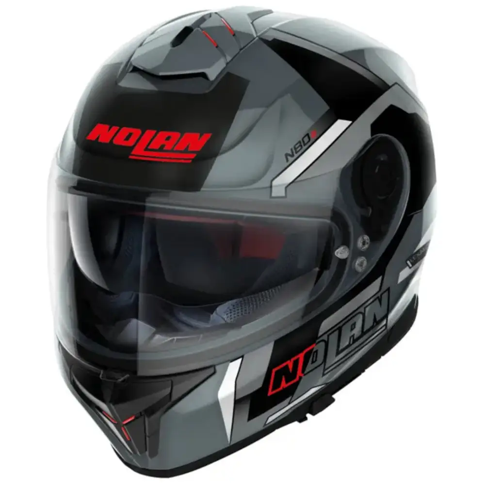 Casco Nolan N80-8 Wanted N-COM Slate Gray/Red/Black/White