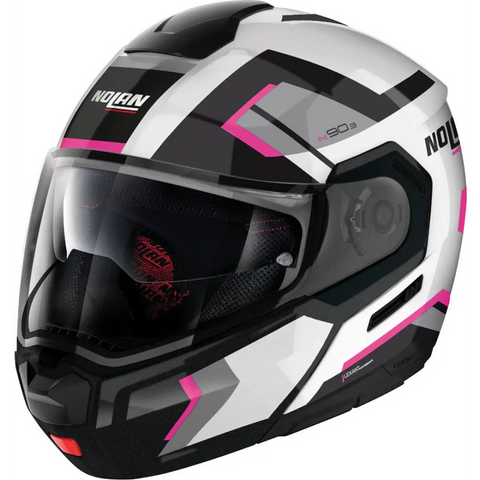 Casco Nolan N90-3 Lighthouse N-COM ECE 22-06 Metal White/Fuchsia/Silver/Metal Black