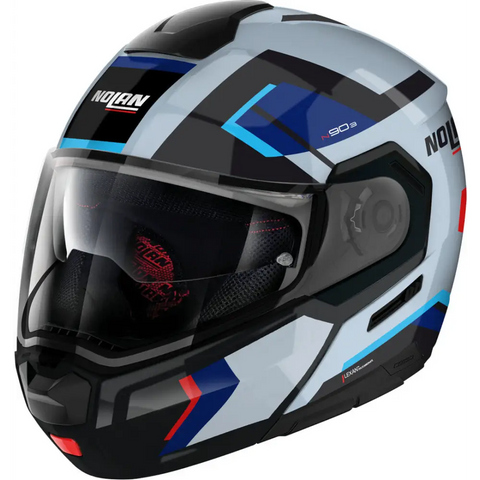 Casco Nolan N90-3 Lighthouse N-COM ECE 22-06 Zephyr White/Blue/Glossy Black