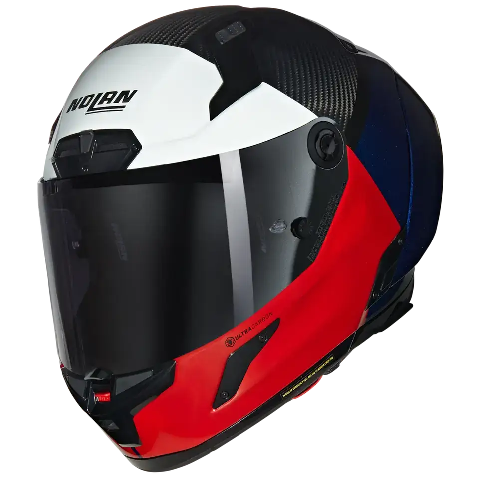 Casco Nolan X-804 RS Ultra Carbon Blocco 348 Visceral Red/Deep Blue/Black