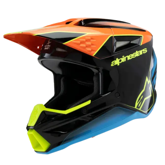 Casco para Niño Alpinestars SM3 Youth ECE06/DOT Fray Black/Orange/Yellow Fluo Glossy