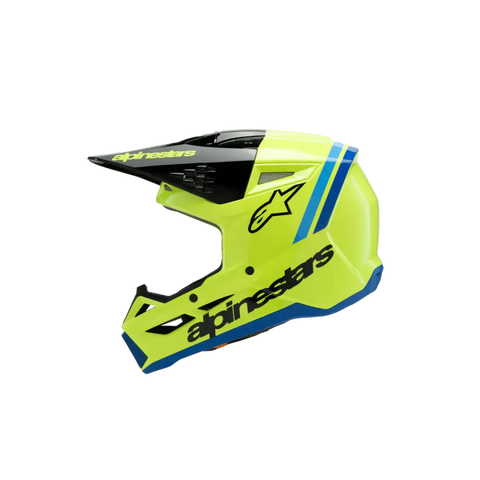 Casco para Niño Alpinestars SM3 Youth ECE06/DOT Radium Yellow Fluo/Black/Blue Glossy