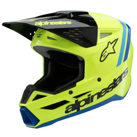 Casco para Niño Alpinestars SM3 Youth ECE06/DOT Radium Yellow Fluo/Black/Blue Glossy