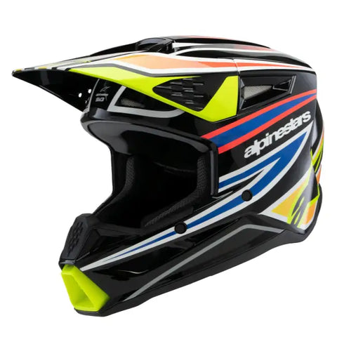 Casco para Niño Alpinestars SM3 Youth ECE06/DOT Wurx Black/Yellow Fluo/Blue Red Glossy