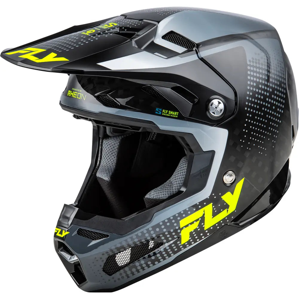 Casco para Niño Fly Racing Youth Formula S Carbon Protocol Black Carbon/Grey/Hi-Vis