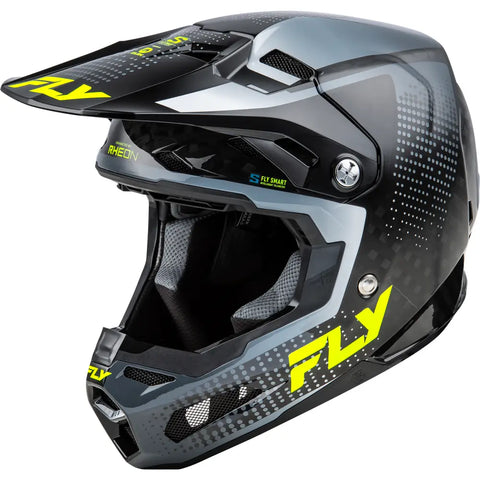Casco para Niño Fly Racing Youth Formula S Carbon Protocol Black Carbon/Grey/Hi-Vis