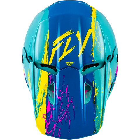 Casco para Niño Fly Racing Youth Kinetic Drip Turqoise/Pink/Yellow
