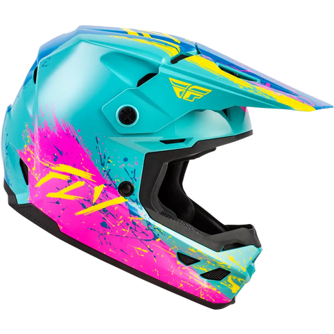 Casco para Niño Fly Racing Youth Kinetic Drip Turqoise/Pink/Yellow