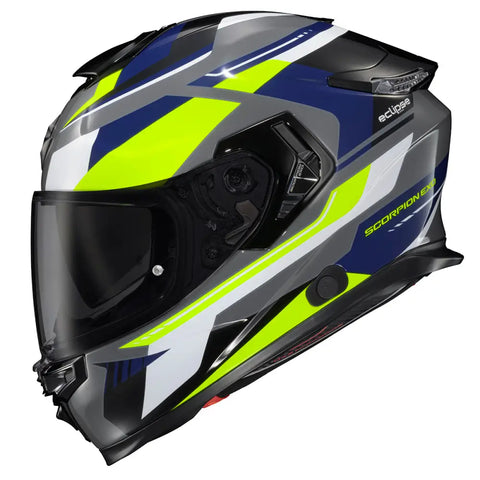 Casco Scorpion EXO-Eclipse Lunar Grey/Hi-Viz/Blue