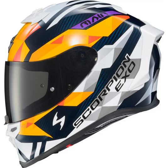 Casco Scorpion EXO R1 Air Carbon Rastor Orange/White/Blue