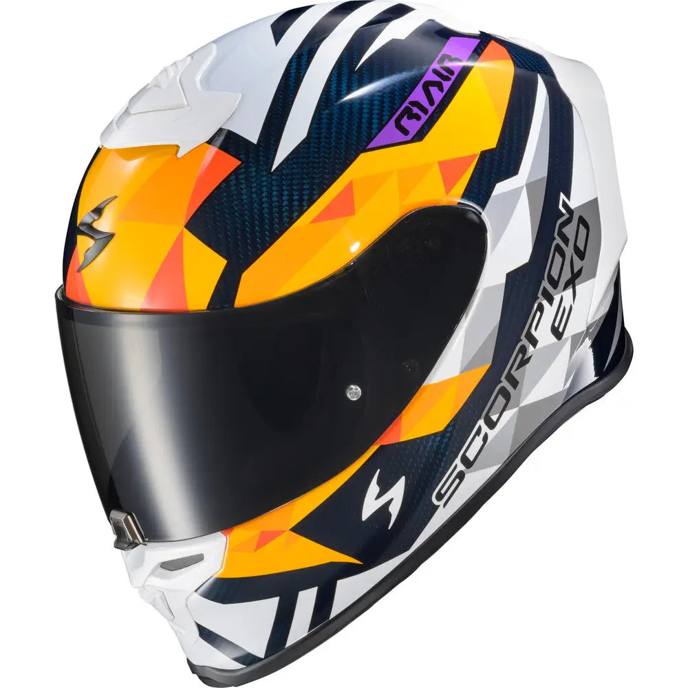 Casco Scorpion EXO-R1 Air Carbon Rastor Orange/White/Blue