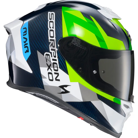 Casco Scorpion EXO-R1 Air Carbon Rastor White/Green/Blue