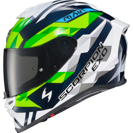 Casco Scorpion EXO R1 Air Carbon Rastor White/Green/Blue