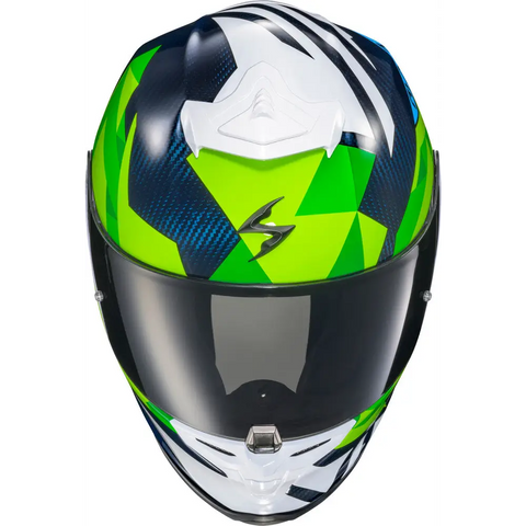 Casco Scorpion EXO-R1 Air Carbon Rastor White/Green/Blue