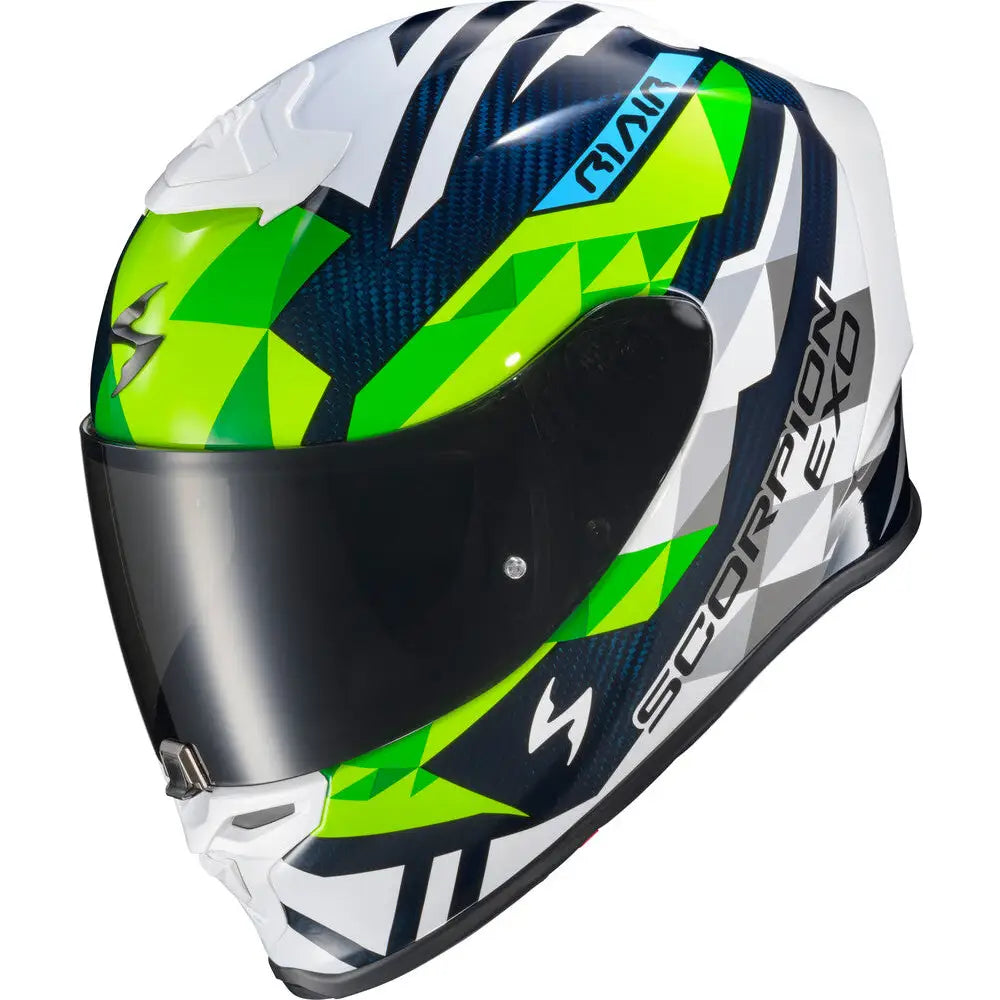 Casco Scorpion EXO-R1 Air Carbon Rastor White/Green/Blue
