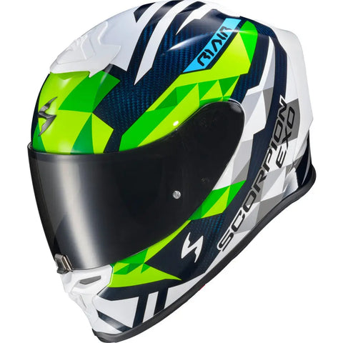 Casco Scorpion EXO-R1 Air Carbon Rastor White/Green/Blue