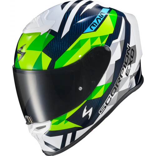 Casco Scorpion EXO R1 Air Carbon Rastor White/Green/Blue