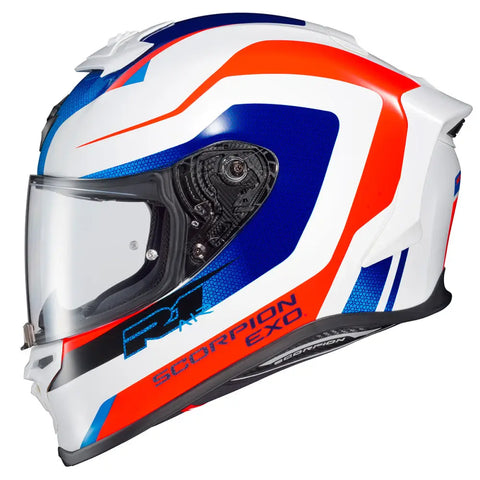 Casco Scorpion EXO-R1 Air Hive, Red/White/Blue