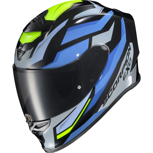 Casco Scorpion EXO R1 Air Raven Black/Blue/Hi Vis