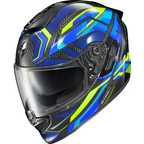 Casco Scorpion EXO-ST1400 Evo Carbon Hex Gloss Blue/Hi-Vis