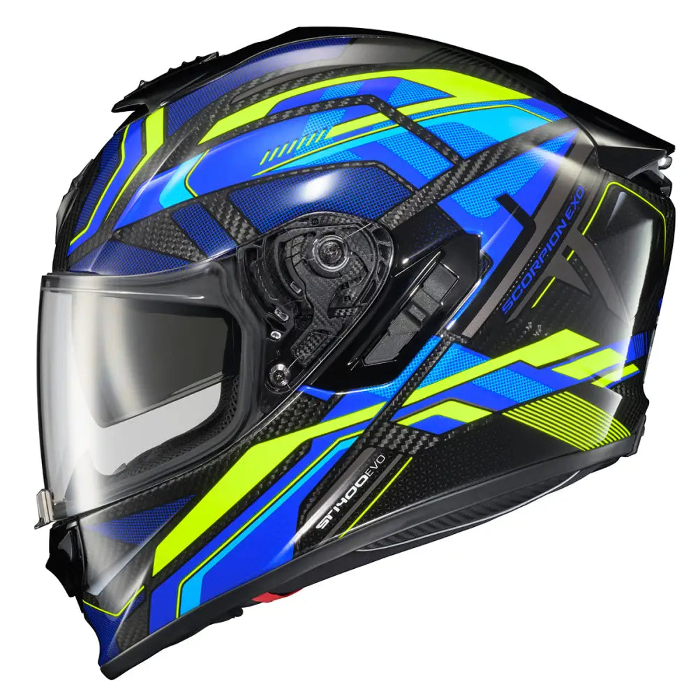 Casco Scorpion EXO-ST1400 Evo Carbon Hex Gloss Blue/Hi-Vis