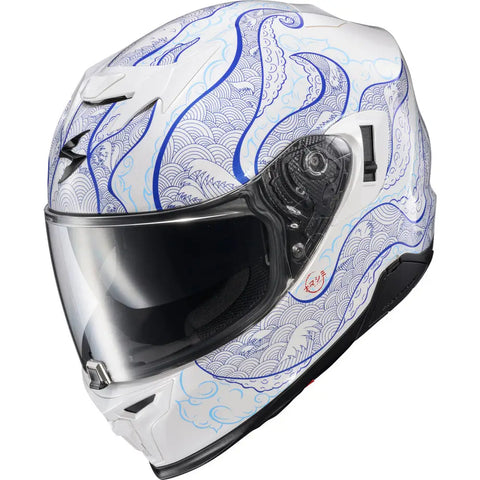 Casco Scorpion EXO-T520 Nama-Shimi White/Blue