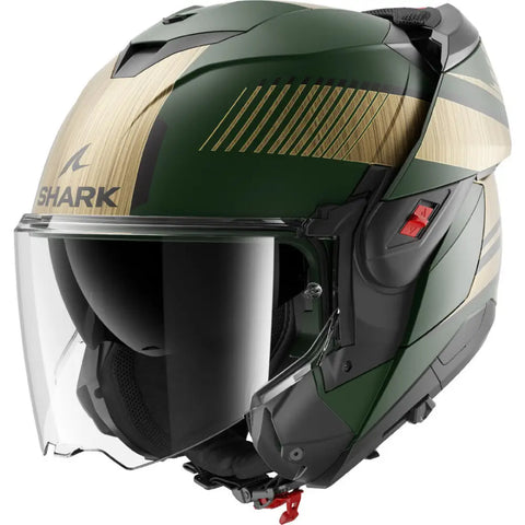 Casco Shark Oxo Sikter Matt Green/Chrome/Gold
