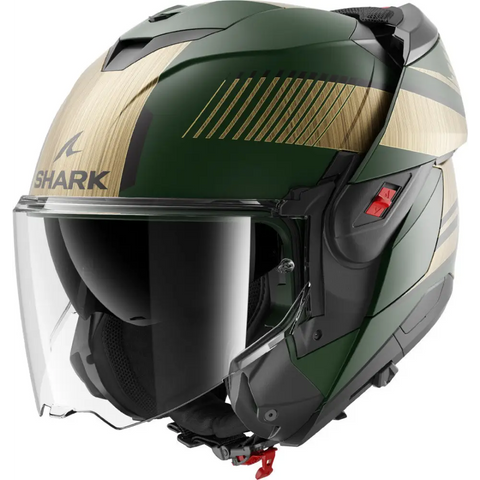 Casco Shark Oxo Sikter Matt Green/Chrome/Gold