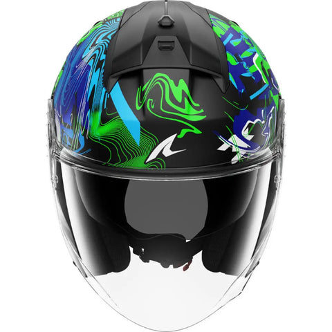 Casco Shark Skwal Jet Pranz Matt Black/Green/Blue