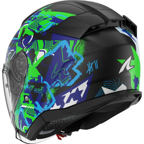 Casco Shark Skwal Jet Pranz Matt Black/Green/Blue
