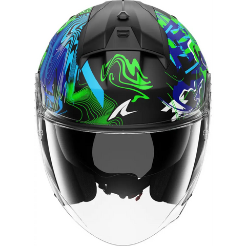 Casco Shark Skwal Jet Pranz Matt Black/Green/Blue