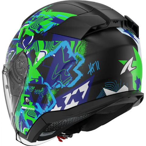 Casco Shark Skwal Jet Pranz Matt Black/Green/Blue