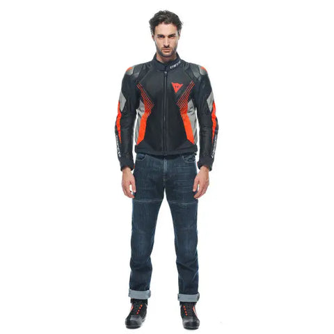 Chamarra Dainese Super Rider 2 Absoluteshell™ Black/Charcoal-Gray/Fluo Red