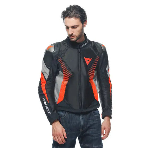 Chamarra Dainese Super Rider 2 Absoluteshell™ Black/Charcoal-Gray/Fluo Red