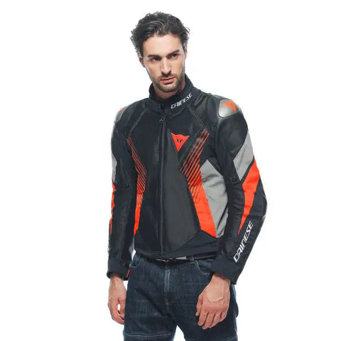 Chamarra Dainese Super Rider 2 Absoluteshell™ Black/Charcoal-Gray/Fluo Red