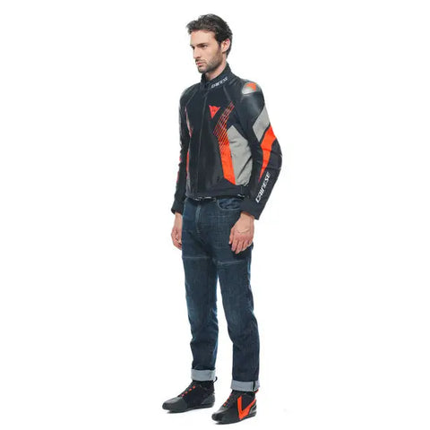 Chamarra Dainese Super Rider 2 Absoluteshell™ Black/Charcoal-Gray/Fluo Red
