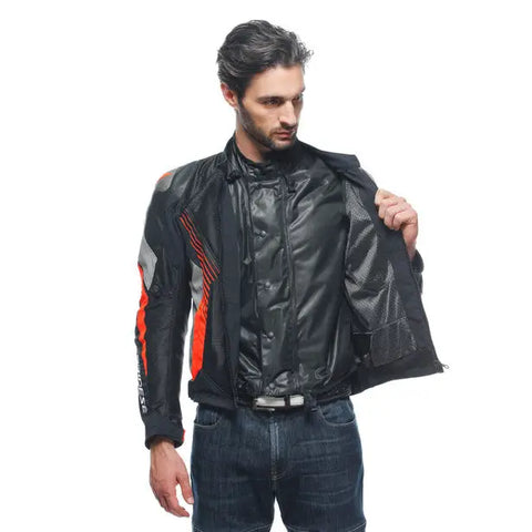 Chamarra Dainese Super Rider 2 Absoluteshell™ Black/Charcoal-Gray/Fluo Red