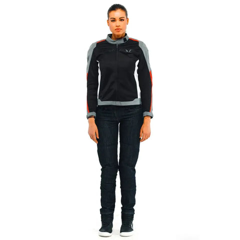 Chamarra de Mujer Dainese Hydraflux 2 Air D-Dry Black/Charcoal-Gray/Lava-Red