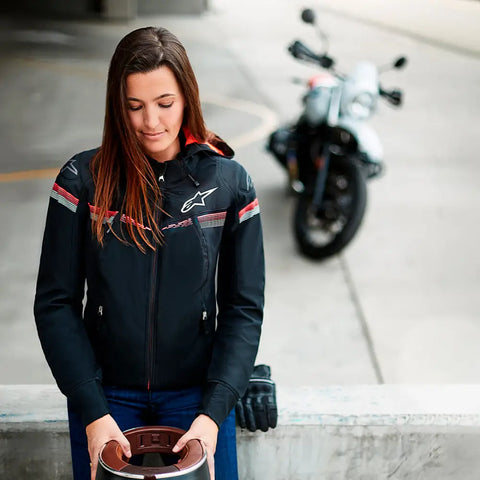 Chamarra de Mujer Tech Hoodie Alpinestars Stella Sektor v2 Black/Coral