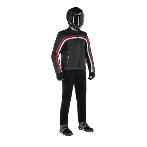 Chamarra de Piel Alpinestars Dyno Black/White/Red
