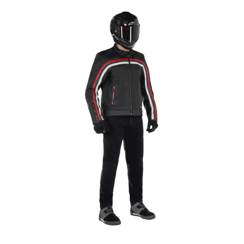 Chamarra de Piel Alpinestars Dyno Black/White/Red