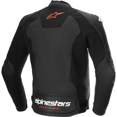 Chamarra de Piel Alpinestars Faster Airflow V3 Black/Red Fluo