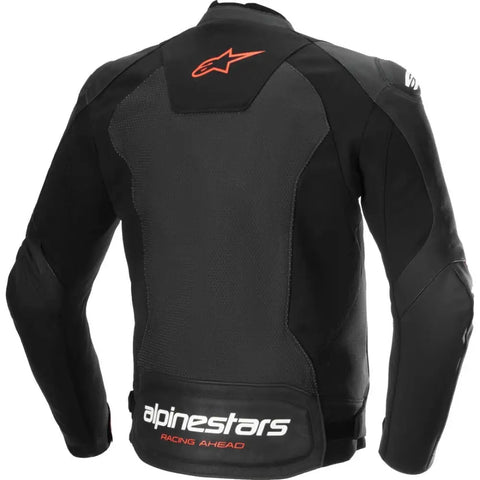 Chamarra de Piel Alpinestars Faster Airflow V3 Black/Red Fluo
